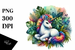 Baby Unicorn with Jungle Background PNG Product Image 3