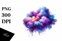 Colorful Purple Watercolor Cloud | Clipart Product Image 3