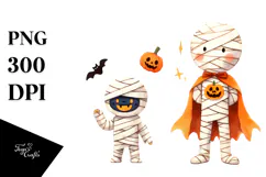 Simple Funny Halloween Clipart with Mummy PNG Product Image 1