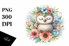 Colorful Baby Owl Watercolor Clipart Product Image 1