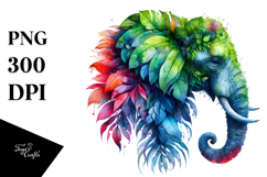 Vibrant Watercolor Elephant with Plant Leaves, 20 oz Tumbler Product Image 1