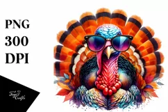 Vibrant Turkey Sunglasses Watercolor | Sublimation Clipart Product Image 1