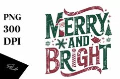 Retro Merry and Bright Christmas Png Product Image 5
