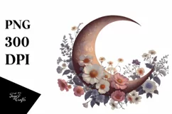 Vintage Half Moon Clipart, Transparent PNG Product Image 1