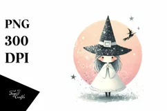 Retro Halloween Witch with Glitter, Transparent PNG Product Image 1