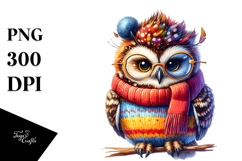 Cute Baby Owl Winter PNG Product Image 1