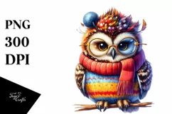 Cute Baby Owl Winter PNG Product Image 1