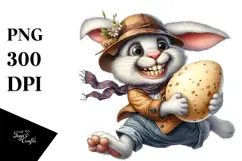 Goofy Bunny in Old Clothes PNG Product Image 1
