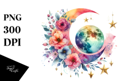 Abstract Moon Flowers Stars | Sublimation Clipart Product Image 1