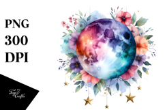 Abstract Moon Flowers Stars | Sublimation Clipart Product Image 1