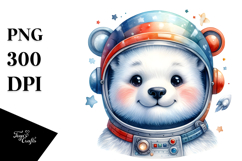 Cute Baby Polar Bear with Astronaut Helmet, PNG Product Image 1