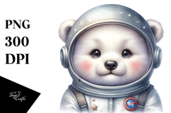Cute Baby Polar Bear with Astronaut Helmet, PNG Product Image 1