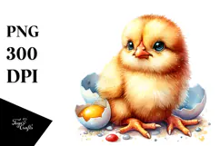 Cute Baby Chicken with Big Eyes PNG Product Image 1