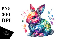 Colorful Bunny Made of Diamonds PNG Product Image 1