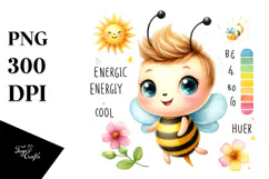 Energetic Baby Bee in Summer PNG Product Image 1