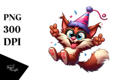 Goofy Cat with Party Hat PNG Product Image 1