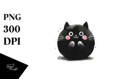 Funny Black Cat Watercolor, Transparent PNG Product Image 1