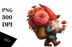 Detailed Digital Painting Small Gnome Zinnia | Sublimation, Product Image 1