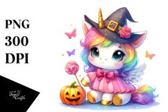 Cute Baby Unicorn in Simple Halloween PNG Product Image 1