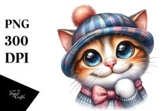 Expressive Cat Hat Watercolor Clipart Product Image 1