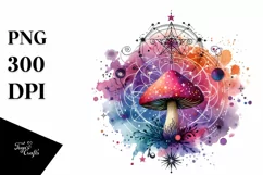 Colorful Magical Mushroom | Watercolor Clipart Product Image 1