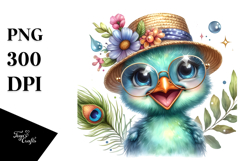 Energetic Baby Peacock PNG Product Image 1