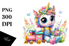 Goofy Baby Unicorn Train PNG Product Image 1