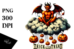 Demon with Pumpkins Trick or Treat PNG Product Image 1