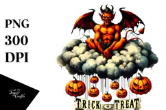 Demon with Pumpkins Trick or Treat PNG Product Image 1
