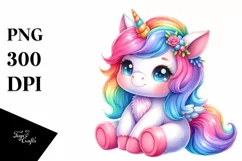 Colorful Baby Unicorn Clipart Product Image 1