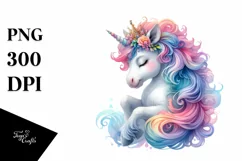 Colorful Baby Unicorn Watercolor Product Image 1