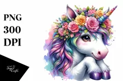 Cute Baby Unicorn Watercolor Drawing | Product Image 1