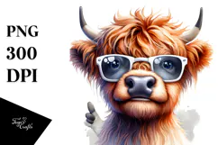 Enthusiastic Highland Cow PNG Product Image 1