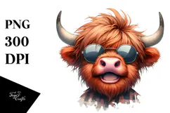Enthusiastic Highland Cow PNG Product Image 1