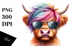 Enthusiastic Highland Cow PNG Product Image 1