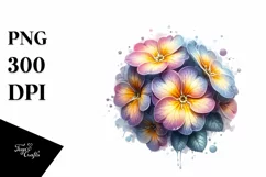 detailed Glossy Watercolor Primrose | Clipart Product Image 3