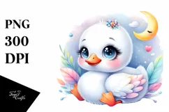 Colorful Baby Swan Moon Clipart Product Image 1