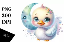 Colorful Baby Swan Moon Clipart Product Image 3