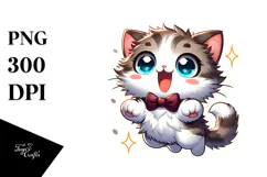 Joyful Kitten with Bow Tie PNG Product Image 1
