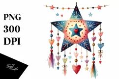 Boho Bird with Hanging Hearts, Transparent PNG Product Image 1