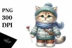 Cute Baby Cat in Winter Clothes PNG Product Image 3