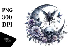 Gothic Fairy on the Moon, PNG Product Image 1