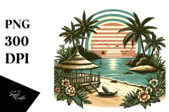 Retro Tropical Island Beach, 20 oz Tumbler Product Image 1