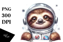 Cute Baby Sloth with Astronaut Helmet PNG Product Image 1