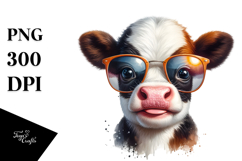 Funny Baby Cow with Sunglasses PNG Product Image 1