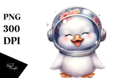 Energetic Baby Swan Astronaut PNG Product Image 1