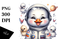 Energetic Baby Swan Astronaut PNG Product Image 1