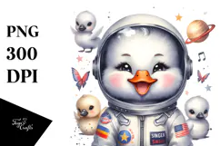 Energetic Baby Swan Astronaut PNG Product Image 1