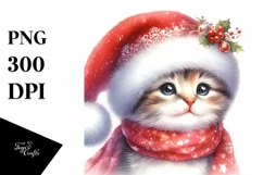 Cute Baby Cat with Santa Hat PNG Product Image 1