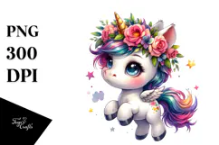Cute Baby Unicorn Expressive Face PNG Product Image 1